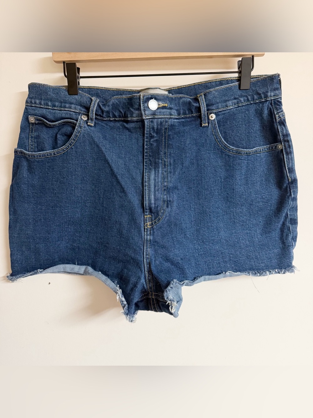 Everlane The Way High Denim Cutoff Shorts Size 32 - Picture 3 of 10